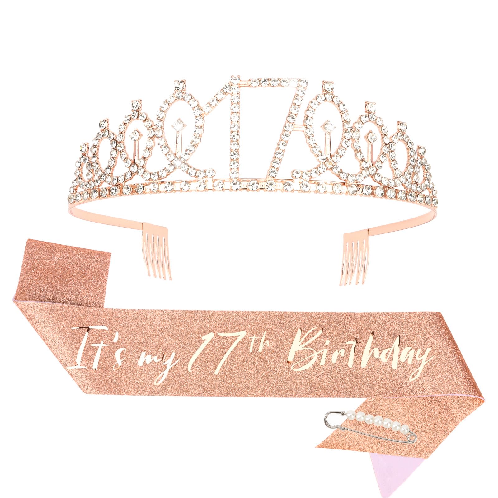 CIEHER 17th birthday crown with rhinestones for Instagram ready looks