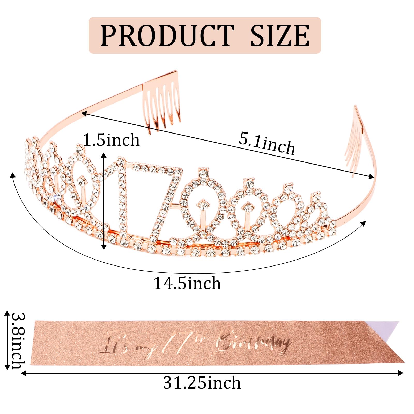 CIEHER adjustable rhinestone tiara with secure comb design