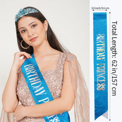 CIEHER blue crown dazzles with gems under party lights