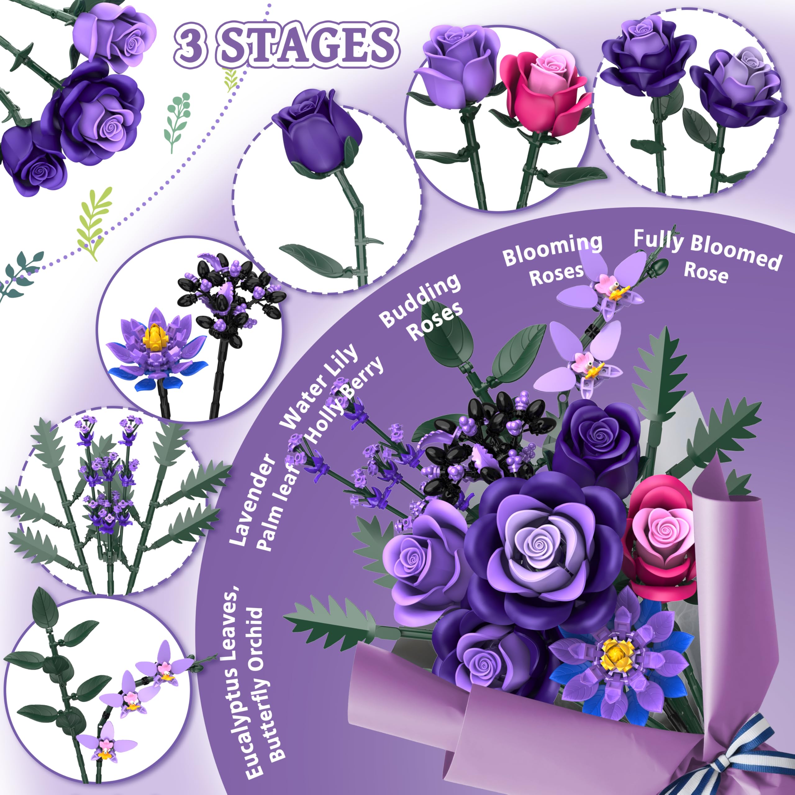 Ciesa adjustable stem rose for customizable vase displays