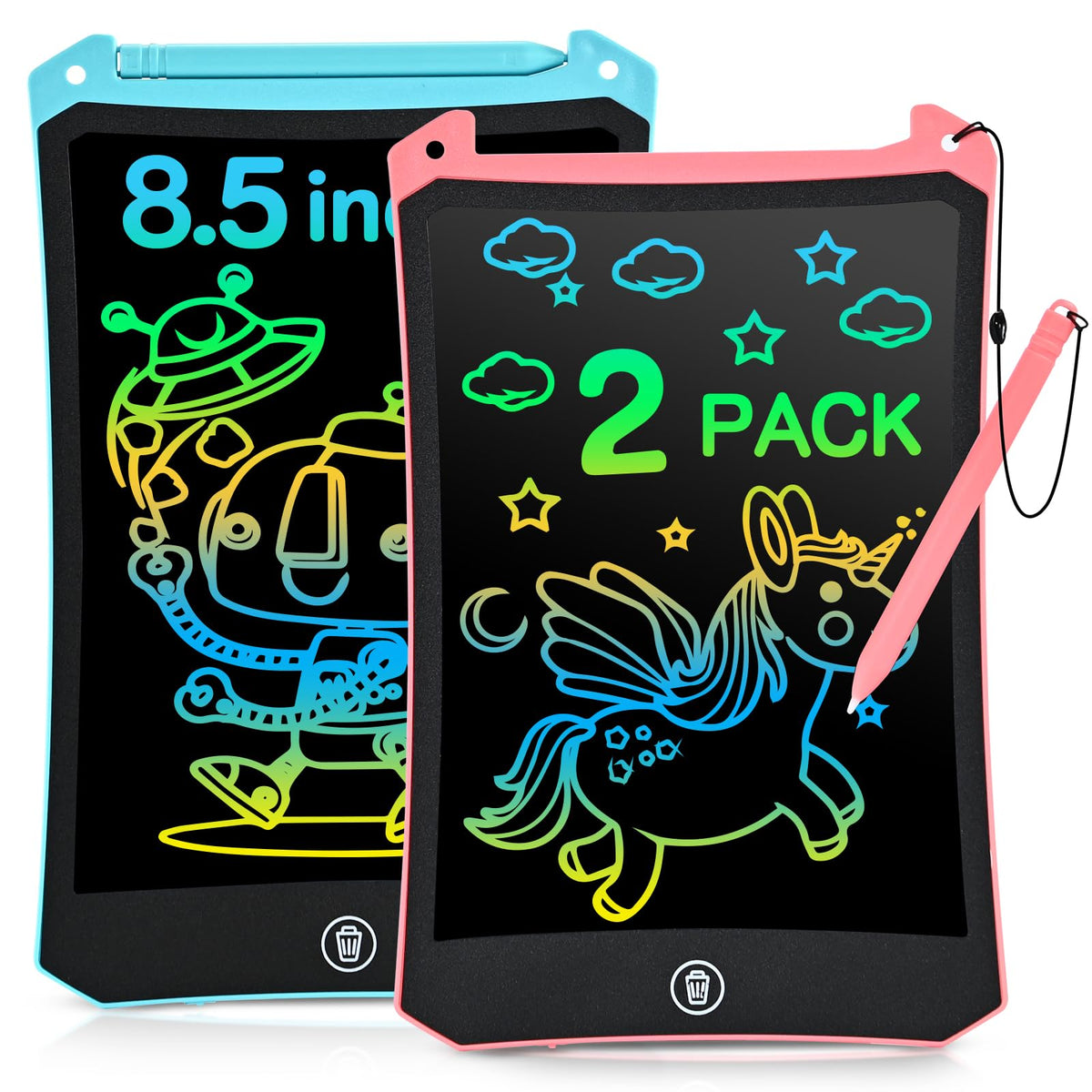 Cimetech 8.5-inch LCD tablet duo for toddlers, mess-free drawing and early learning.