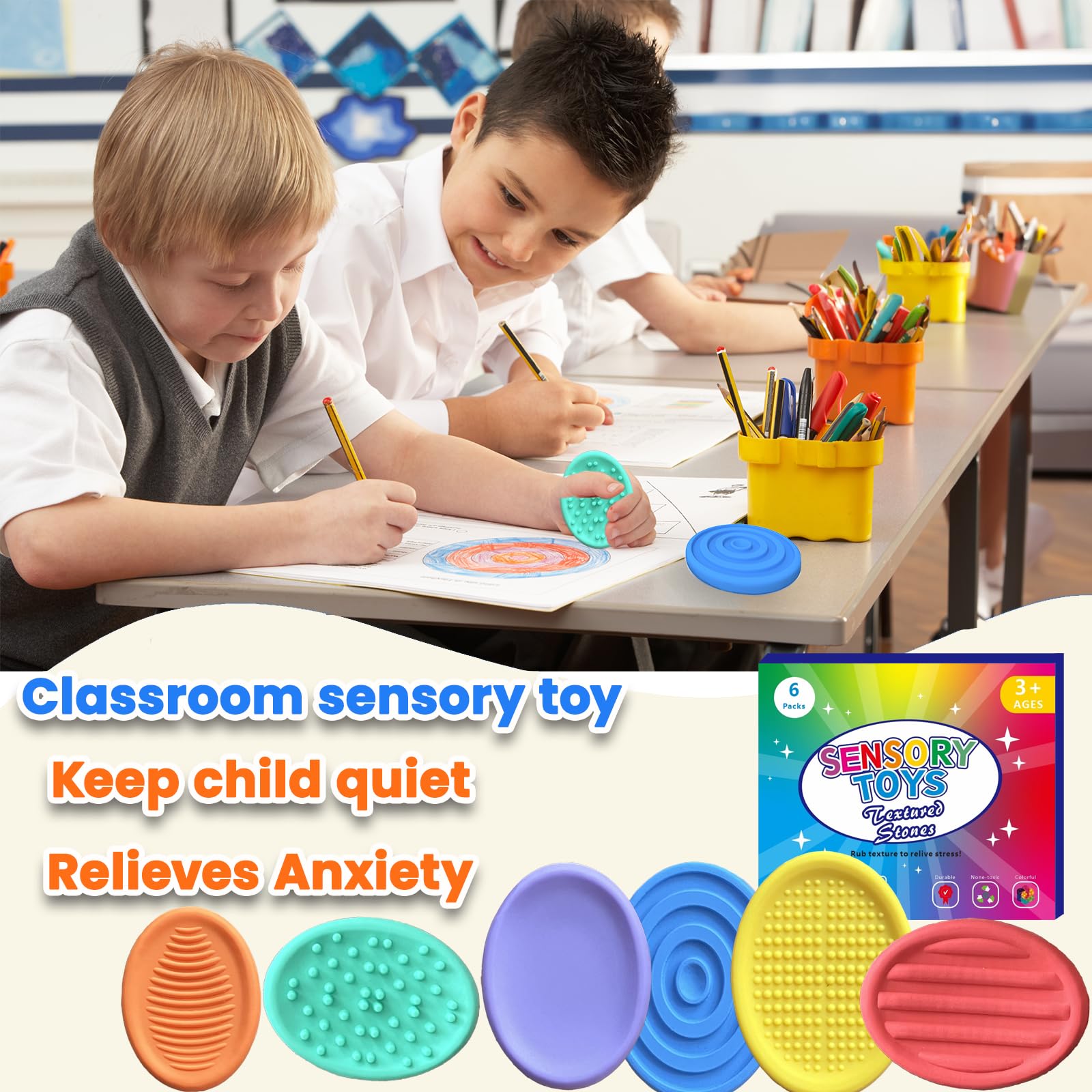 Cimidore fidget stones with six textures help calm sensory seekers