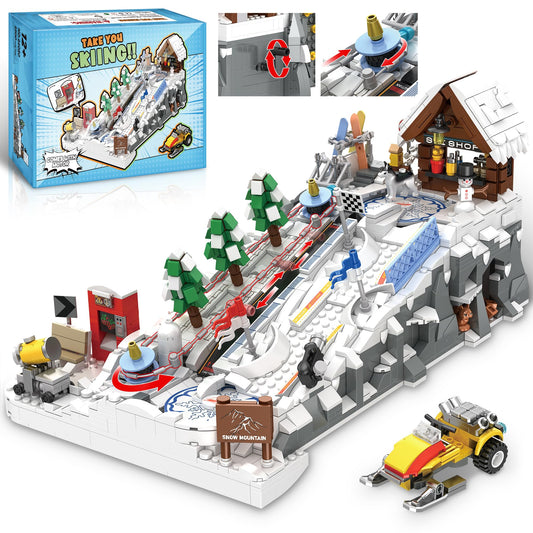 CinamixBrax winter ski resort slope scene promotes imaginative play and fine motor skills