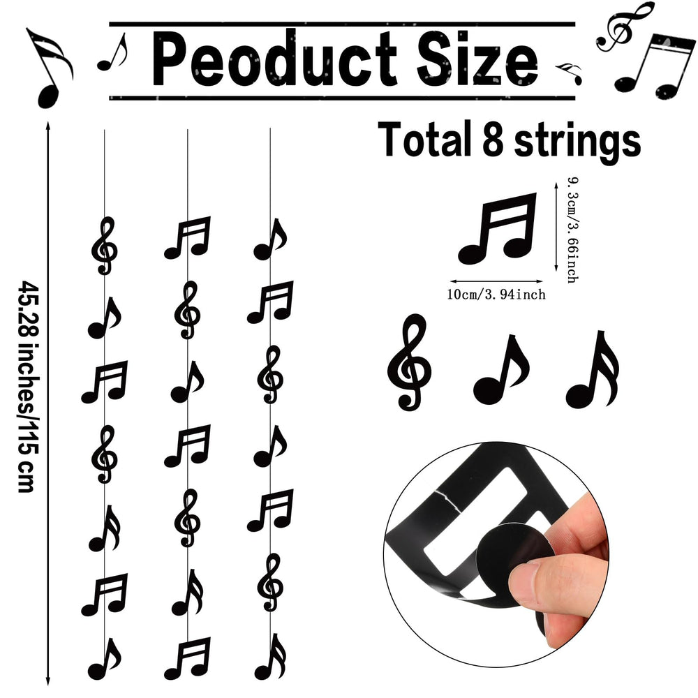 Cindeer black music note paper cutouts add chic vibe to events