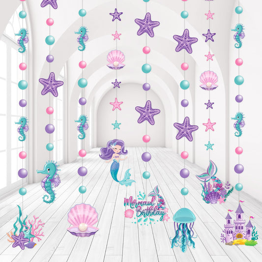 Cindeer mermaid garlands 8pcs brighten a party wall with playful undersea charm.