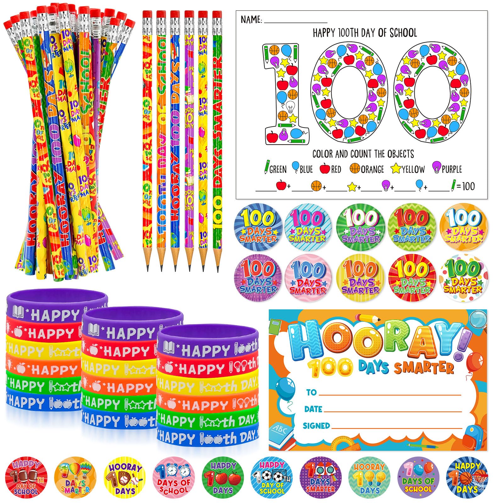 Cinrobiye 100 Days Awards Set package, a complete classroom rewards kit for celebrations.