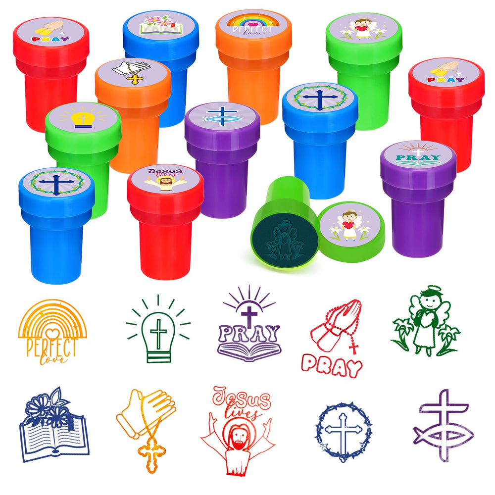 Cinrobiye 24-pcs Christian stampers in assorted designs for engaging classroom crafts