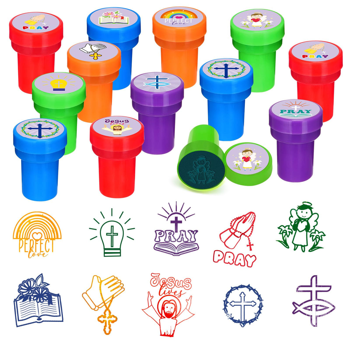 Cinrobiye 24-pcs Christian stampers in assorted designs for engaging classroom crafts