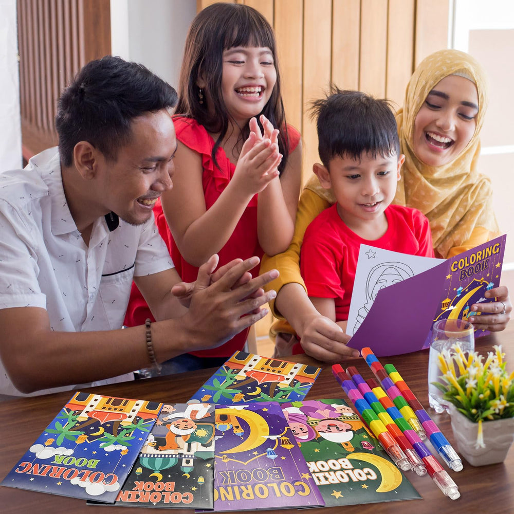 Bulk coloring kit includes 24 books and 24 stacking crayons.
