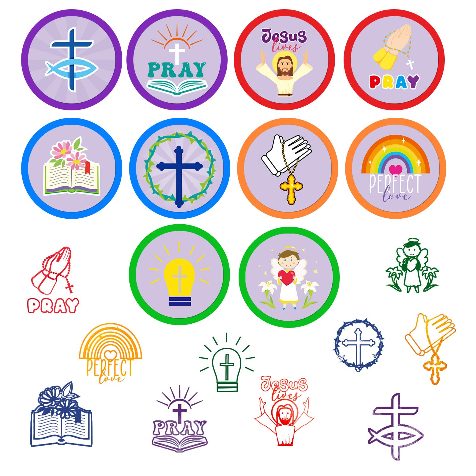 Cinrobiye Christian stampers with colorful inks for Easter and Nativity projects
