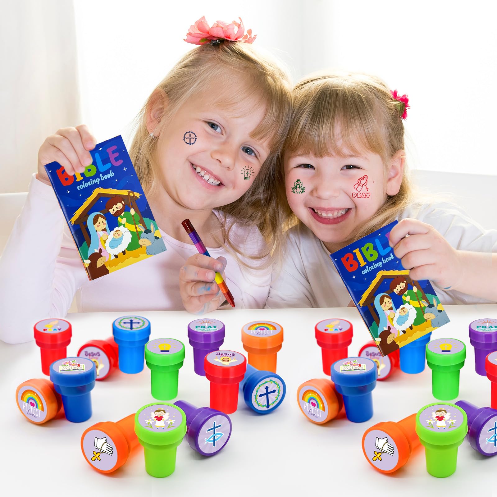 Cinrobiye Christian stampers used as pinata fillers for celebrations