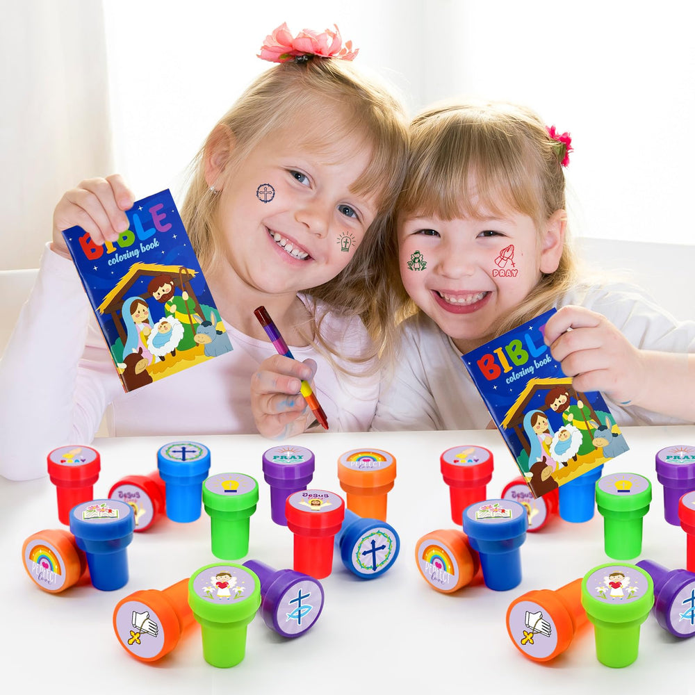 Cinrobiye Christian stampers used as pinata fillers for celebrations