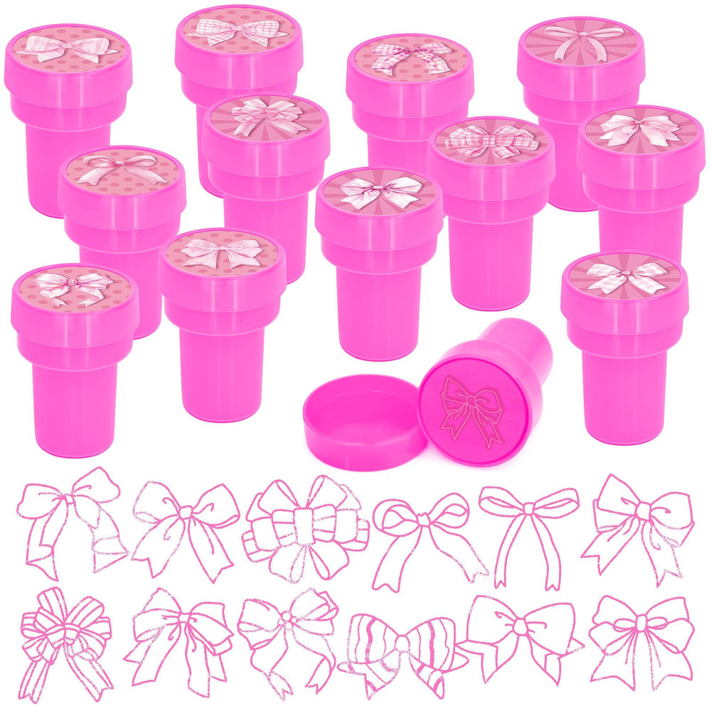 Cinrobiye coquette pink bow stampers 24-pack ideal for festive party favors.
