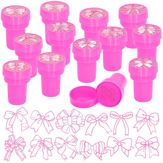 Cinrobiye coquette pink bow stampers 24-pack ideal for festive party favors.