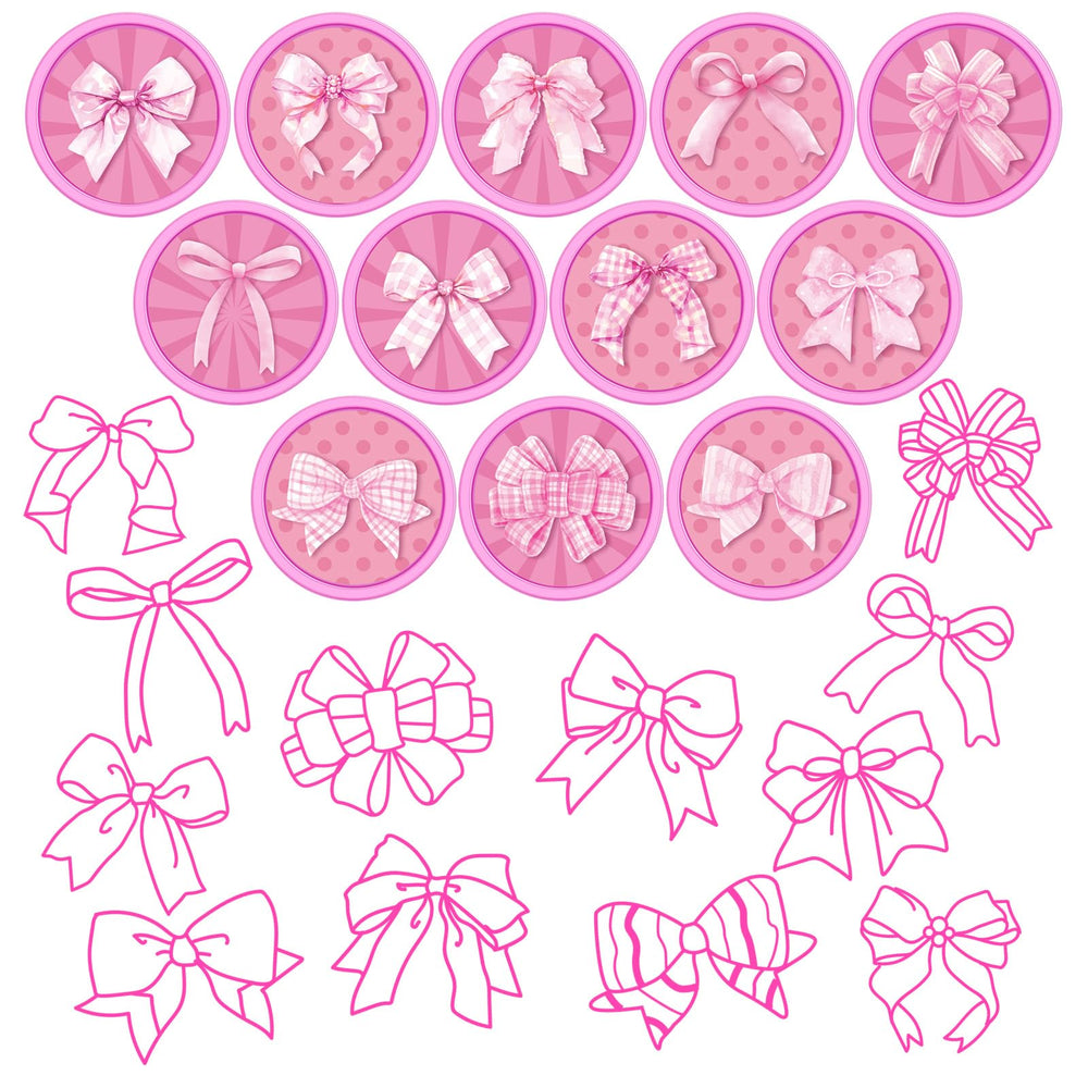 Pre-inked Cinrobiye pink bow stampers for mess-free stamping sessions.