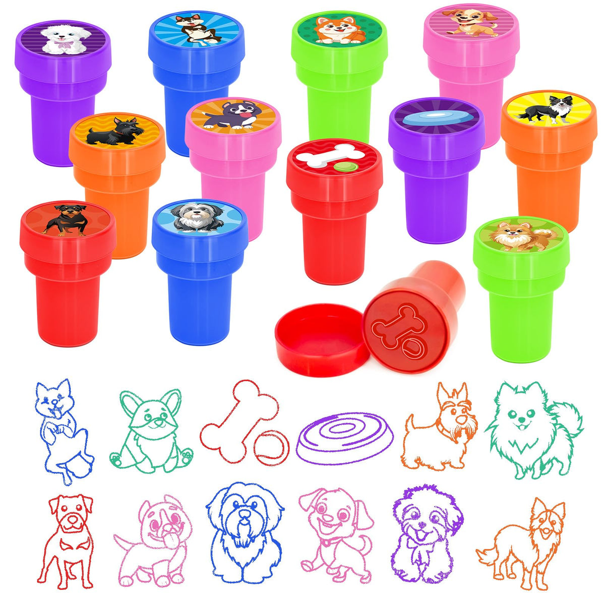 Cinrobiye dog stampers pack for kids' party activities and favors.