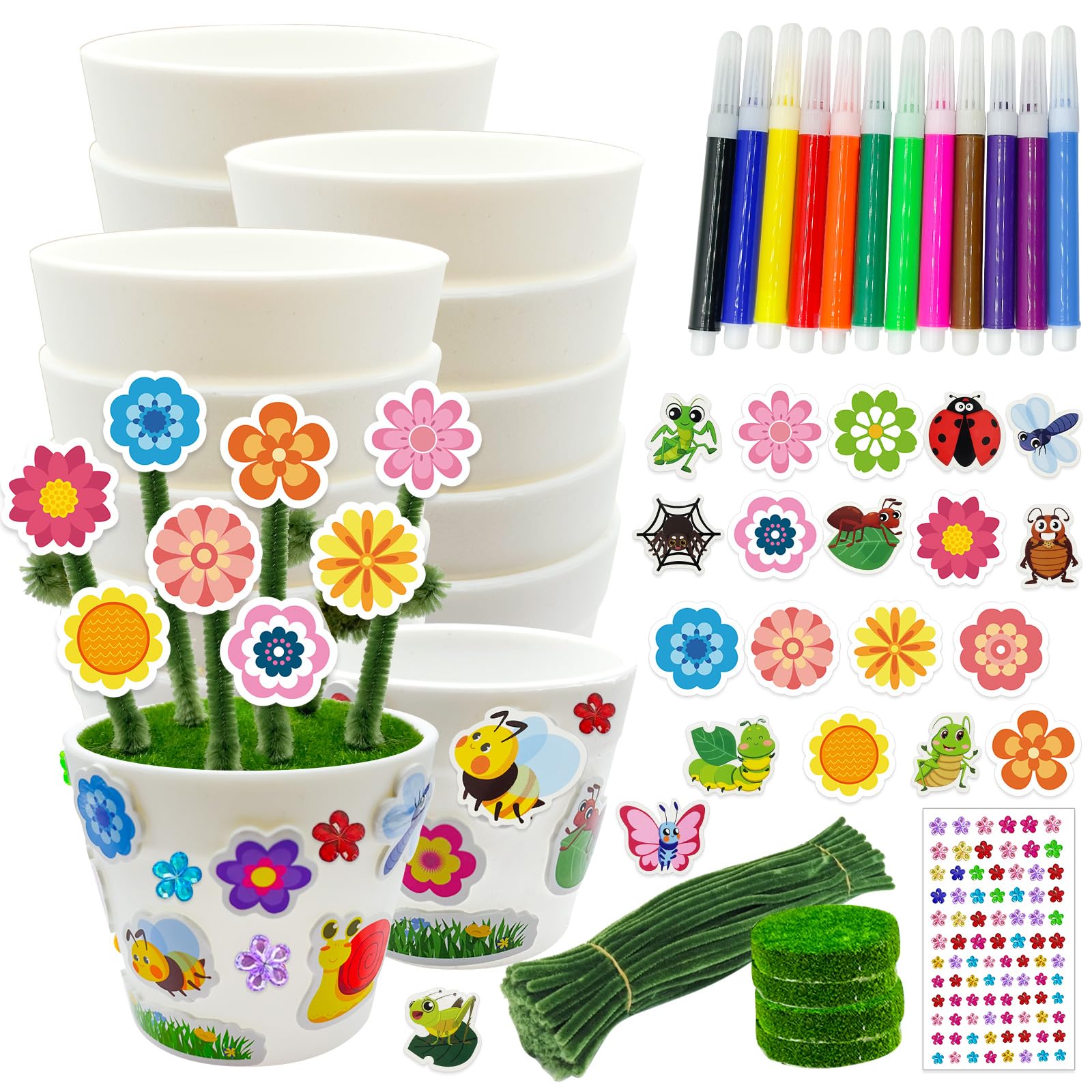 Cinrobiye mini flower pots for kids, perfect for classroom spring crafts.
