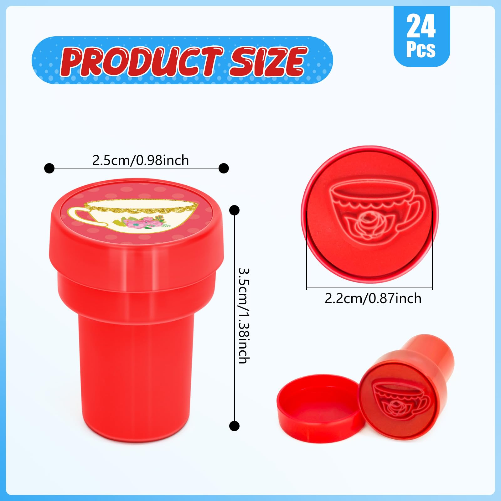 Cinrobiye Tea Stamper teacup pattern perfect for invitations and classroom rewards.
