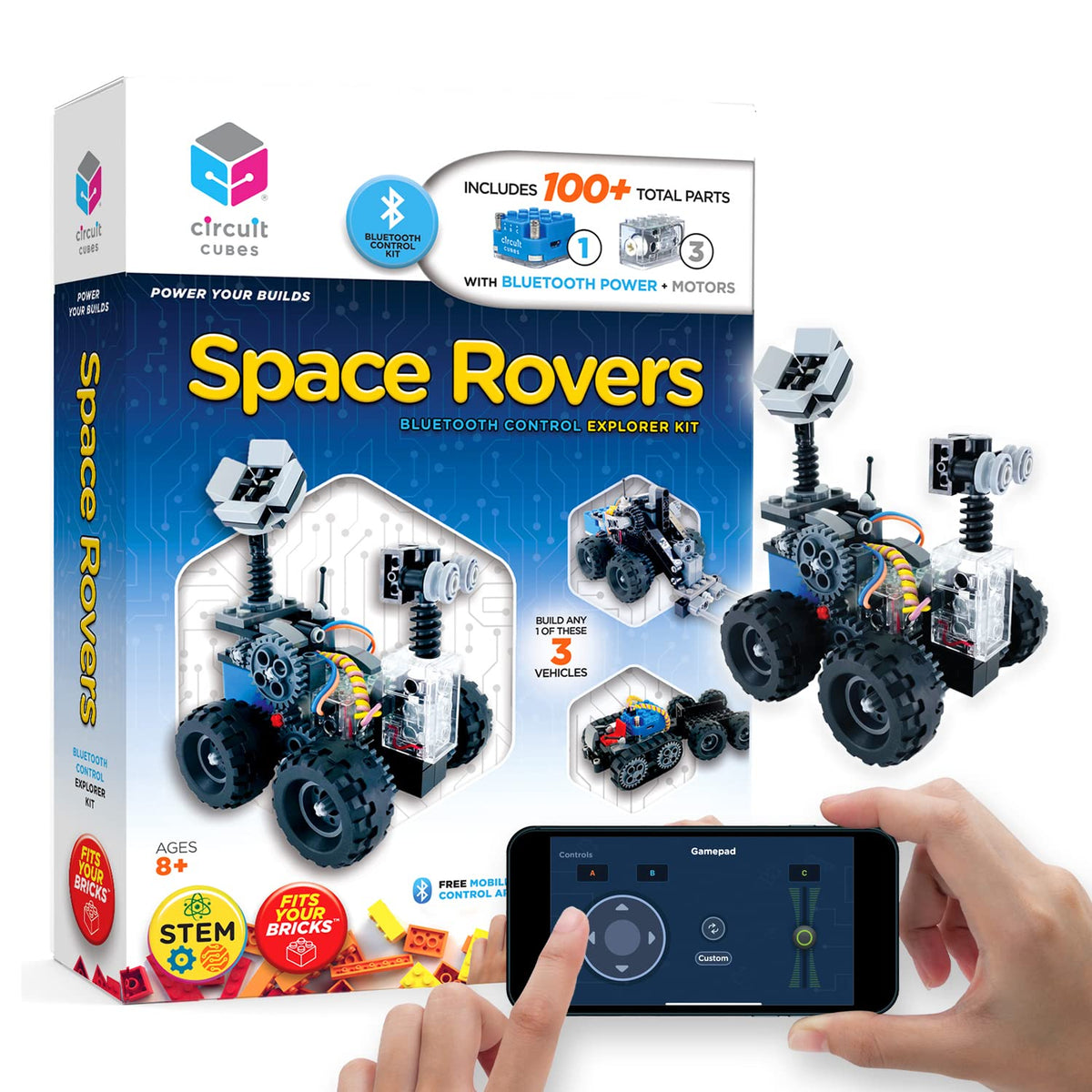 Circuit Cubes Space Rovers Kit parts laid out for creative engineering