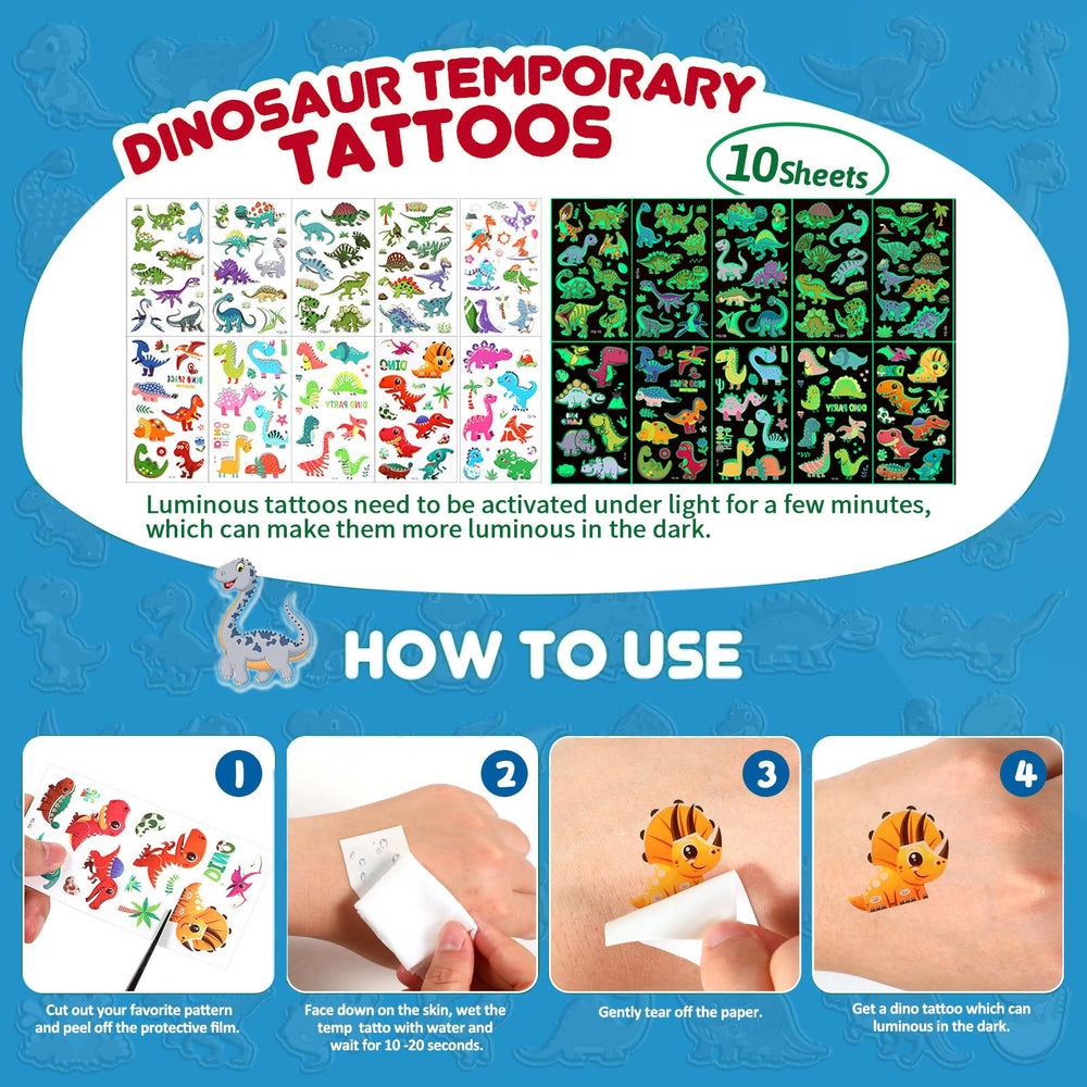 CIRDOTSH dino tattoo stickers for kids party activities