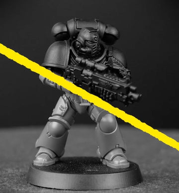 Citadel Chaos Black dry-time close-up readying surfaces for painting.