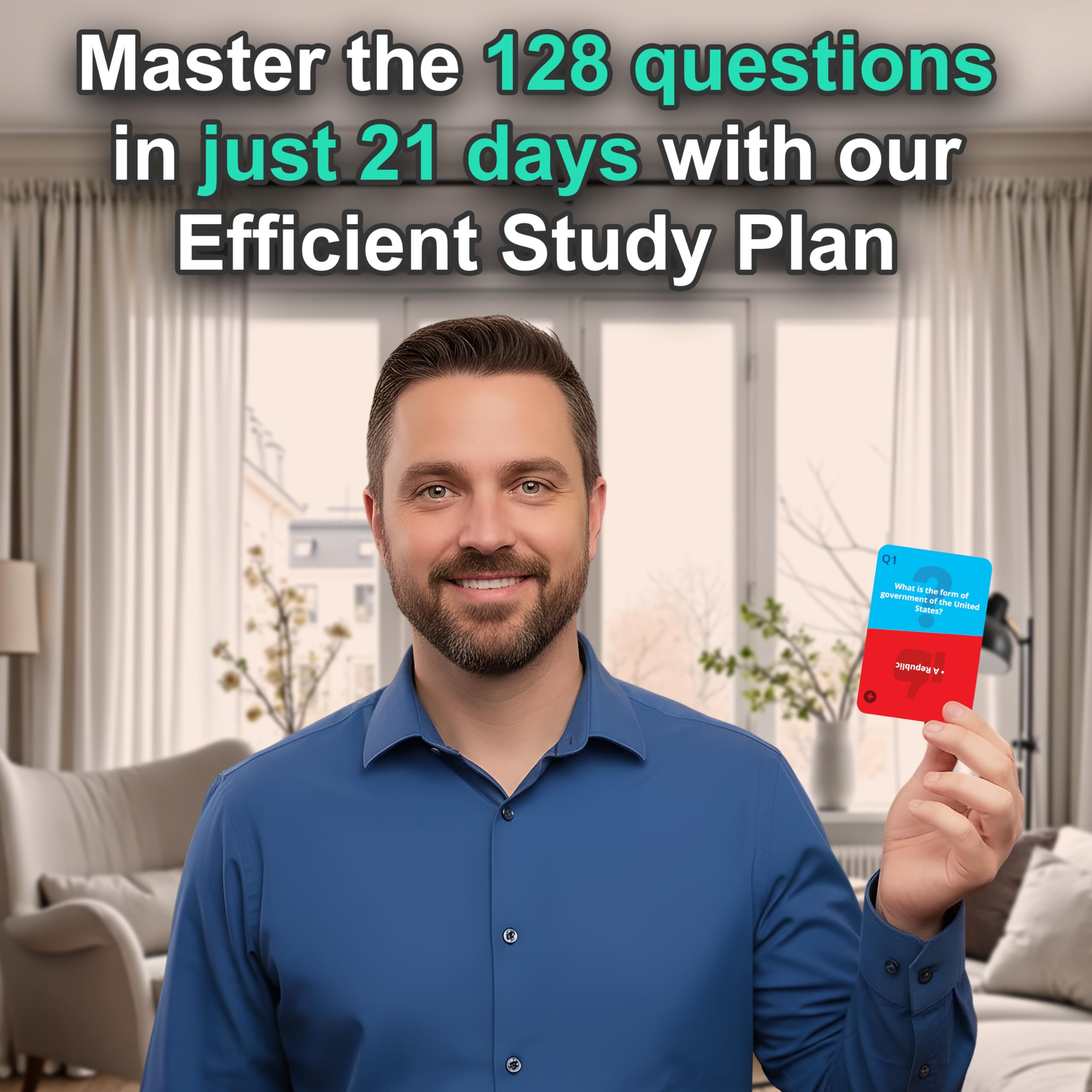 CitizenshipFlashcards.US turn-and-flip method illustration for memorization