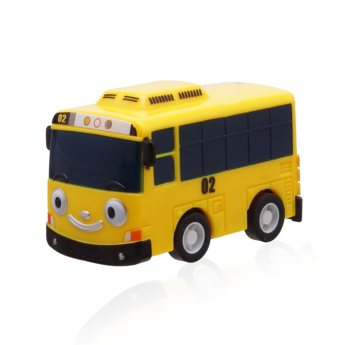 Cito the Little Bus wind-up caregiver closeup suggests guidance and protective play.