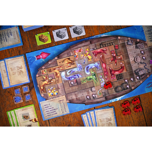 City of Games Isle of Cats board game components on a table inviting strategic play