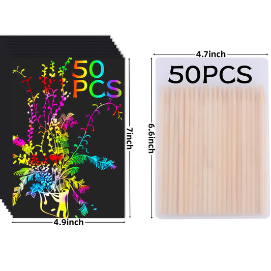 Cityrosy bamboo stylus pens enable easy, mess-free scratch art exploration.