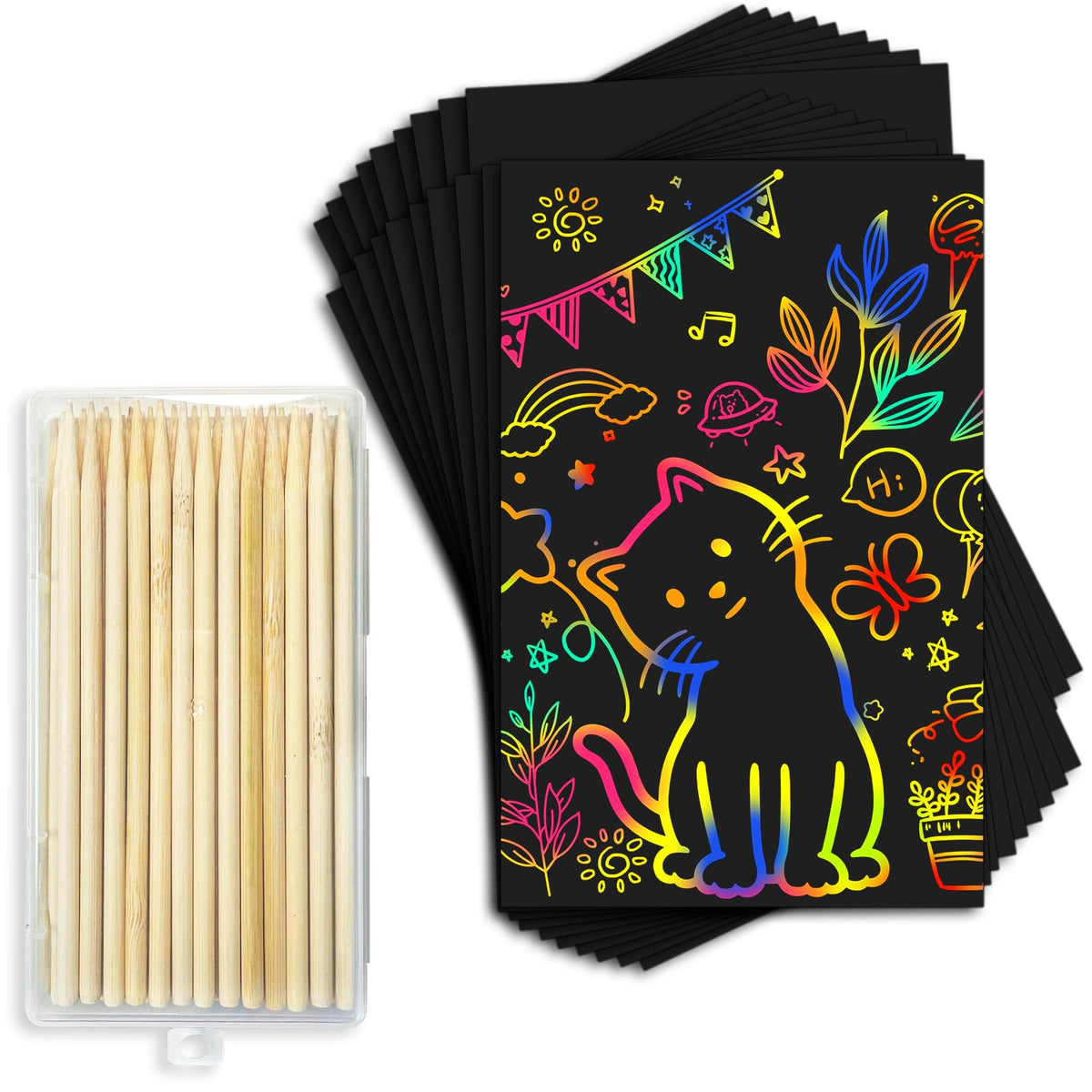Cityrosy rainbow scratch papers reveal vibrant colors for kids art projects