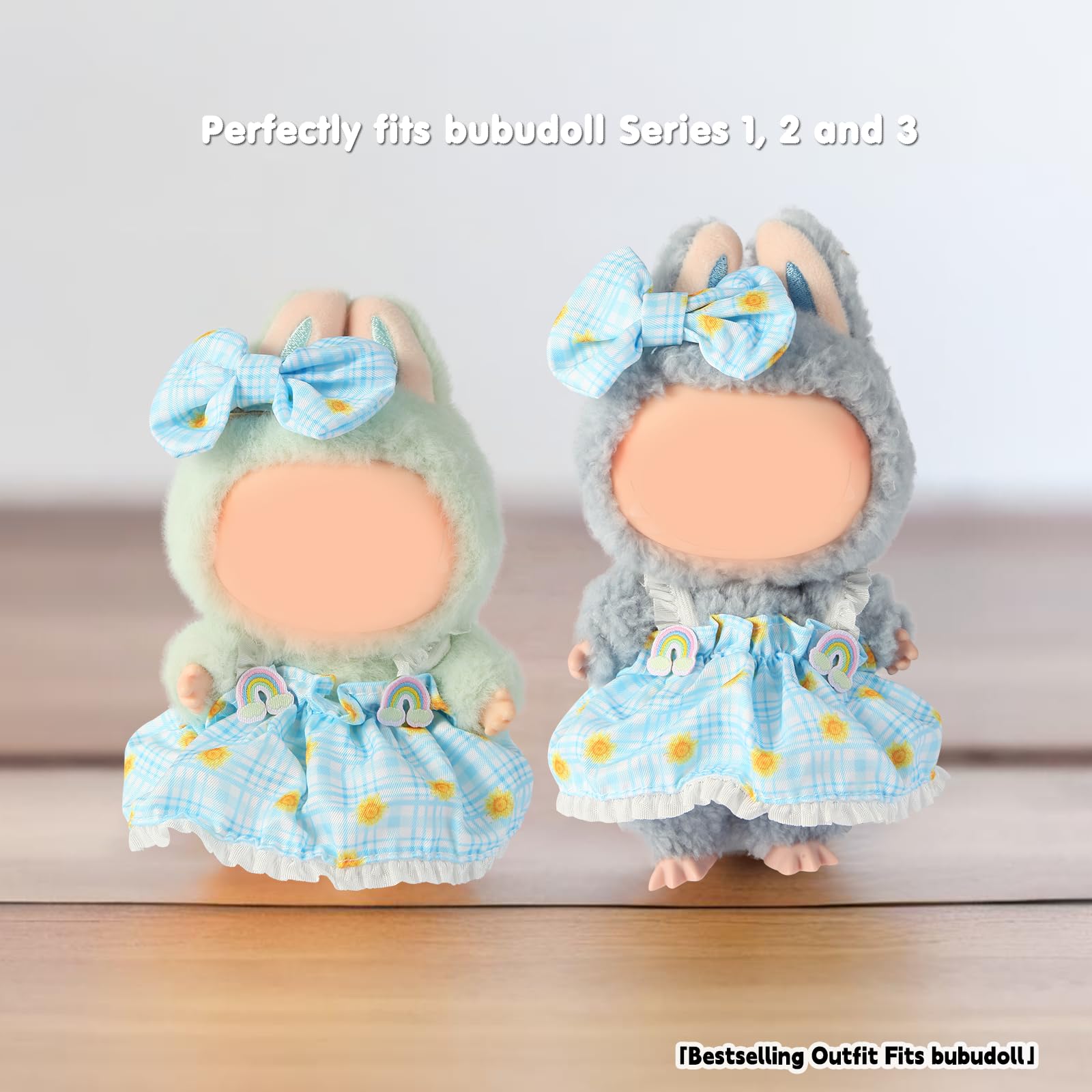 Ciunura Labubu blue outfit with bottle and ice-cream charms for play