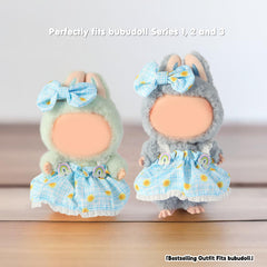 Ciunura Labubu blue outfit with bottle and ice-cream charms for play
