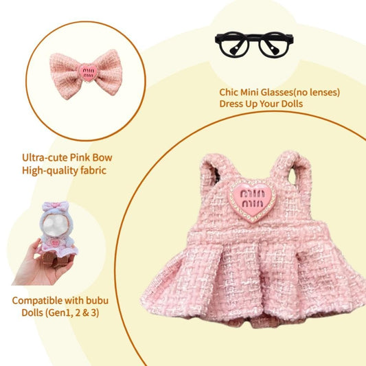 Ciunura Labubu doll bow headband in pink plaid enhances styling and photos.