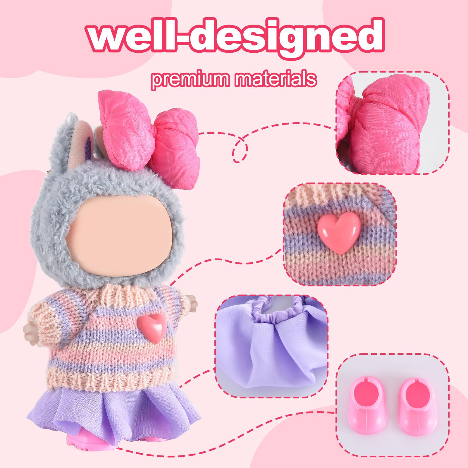 Ciunura Labubu doll clothes boots purple, durable finish for everyday wear.