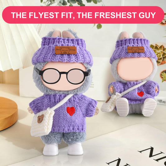 Ciunura Labubu doll hat in purple adds outfit charm