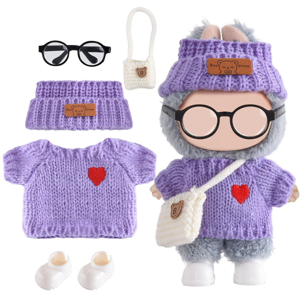 Ciunura Labubu doll sweater in purple for cozy dress-up sessions