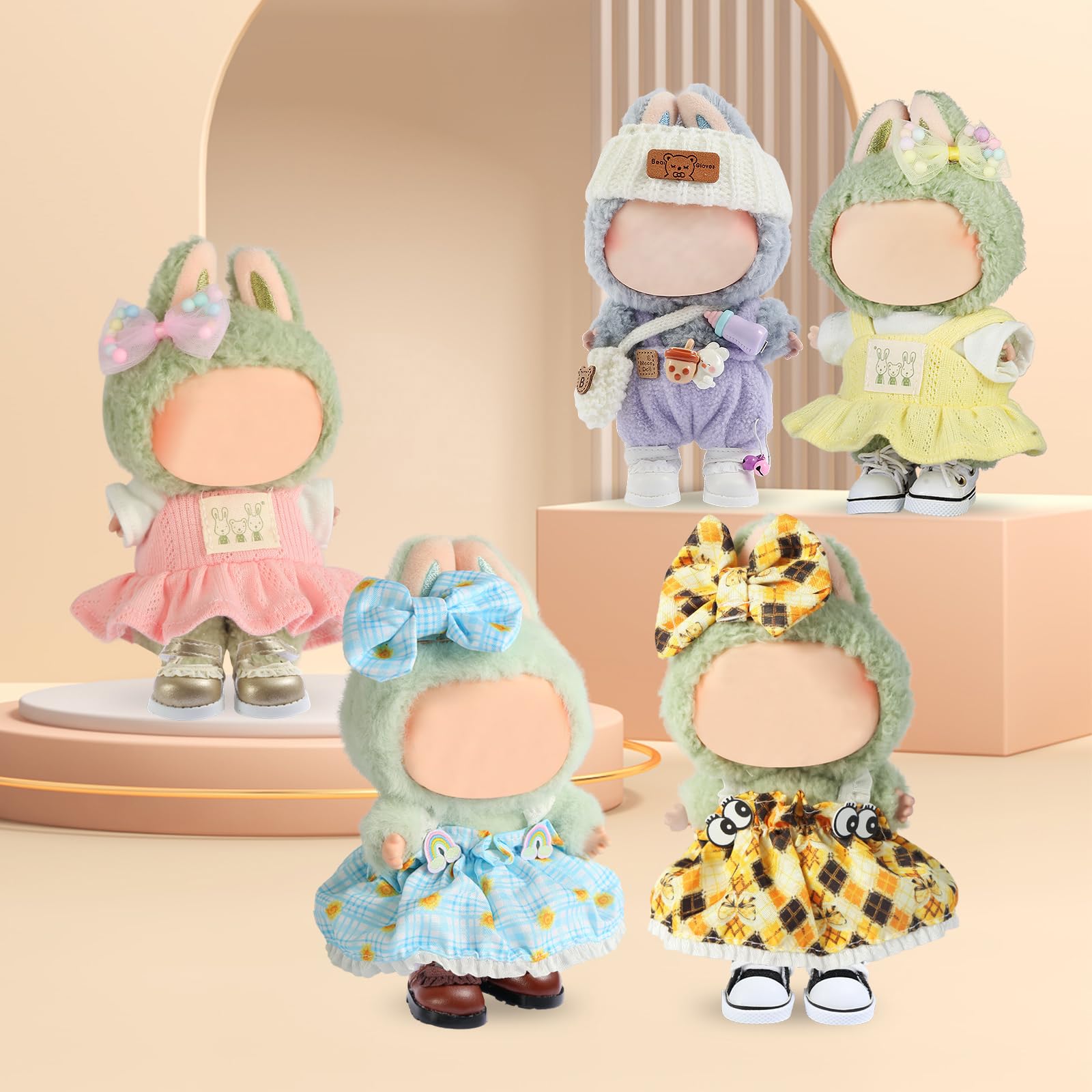 Ciunura Lububu white canvas doll shoes in a diorama display setup