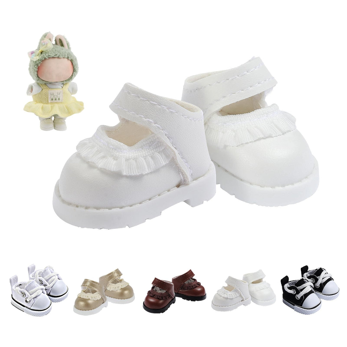 Ciunura premium Lububu shoes, 15cm, white leather, snug fit.