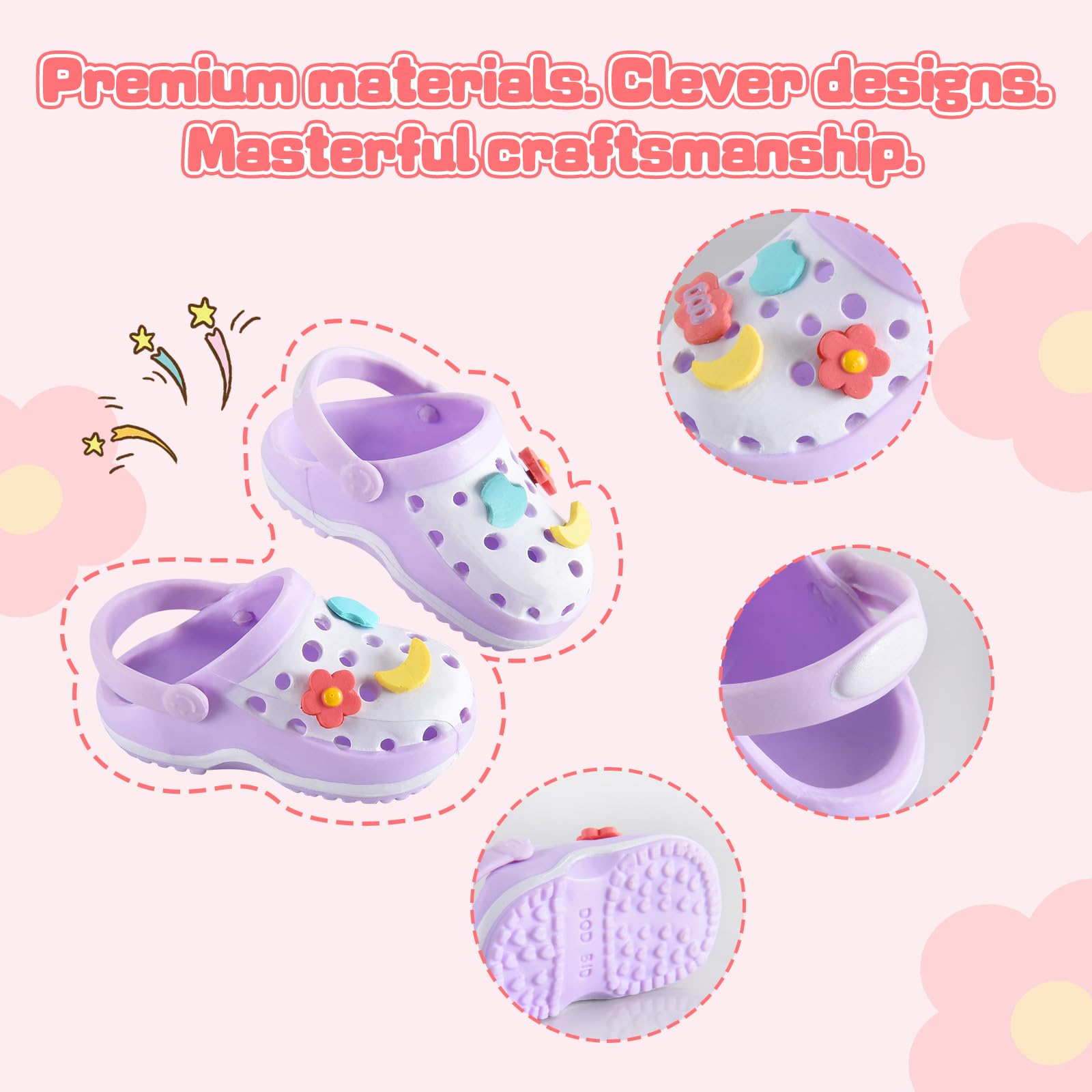 Two-tone oil painting texture on Ciunura Lububu doll clogs