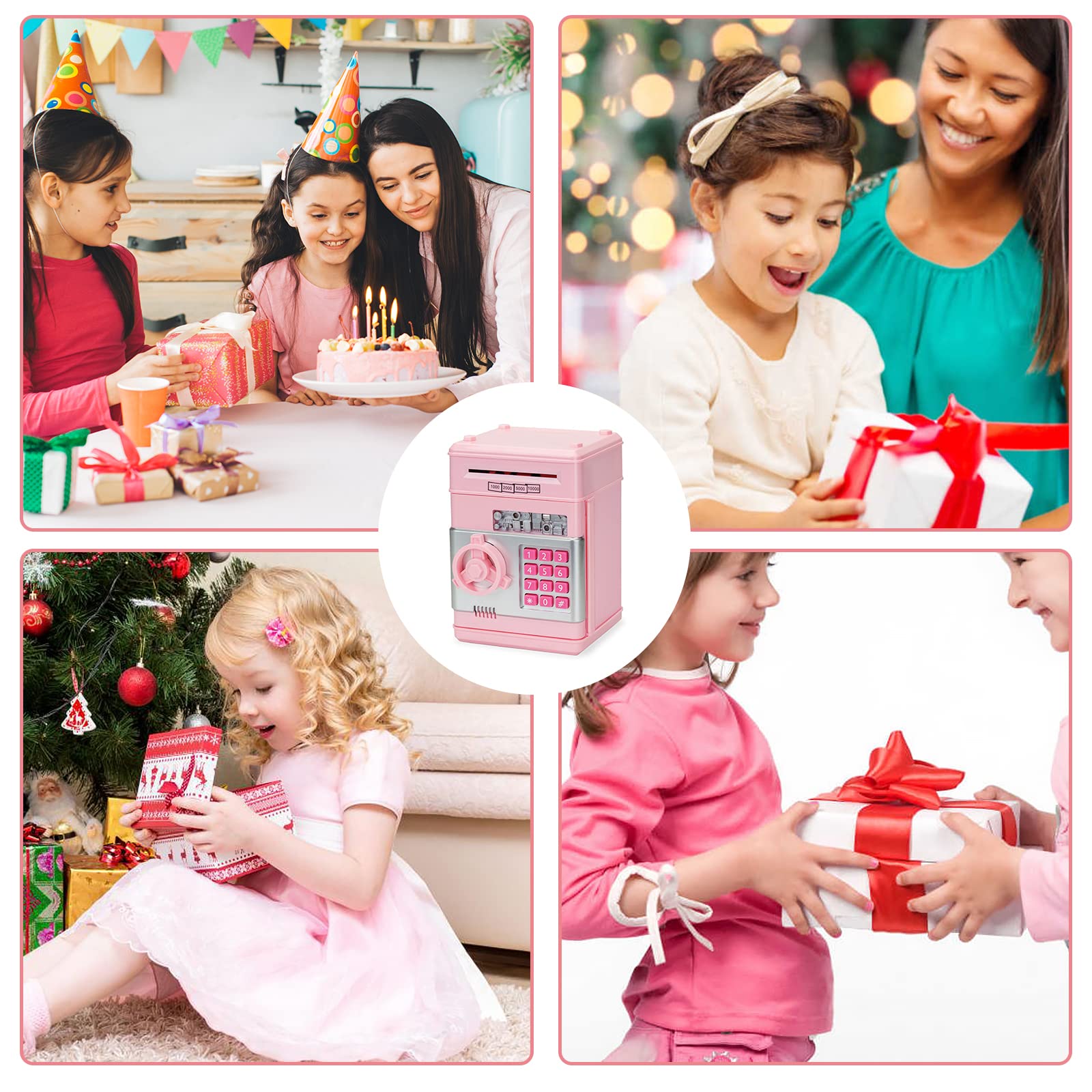 civan ATM piggy bank pink durable ABS plastic for long-lasting use