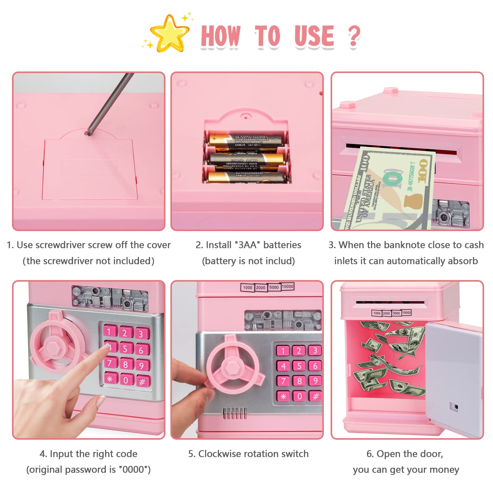 civan piggy bank pink kids learn saving discipline with interactive features