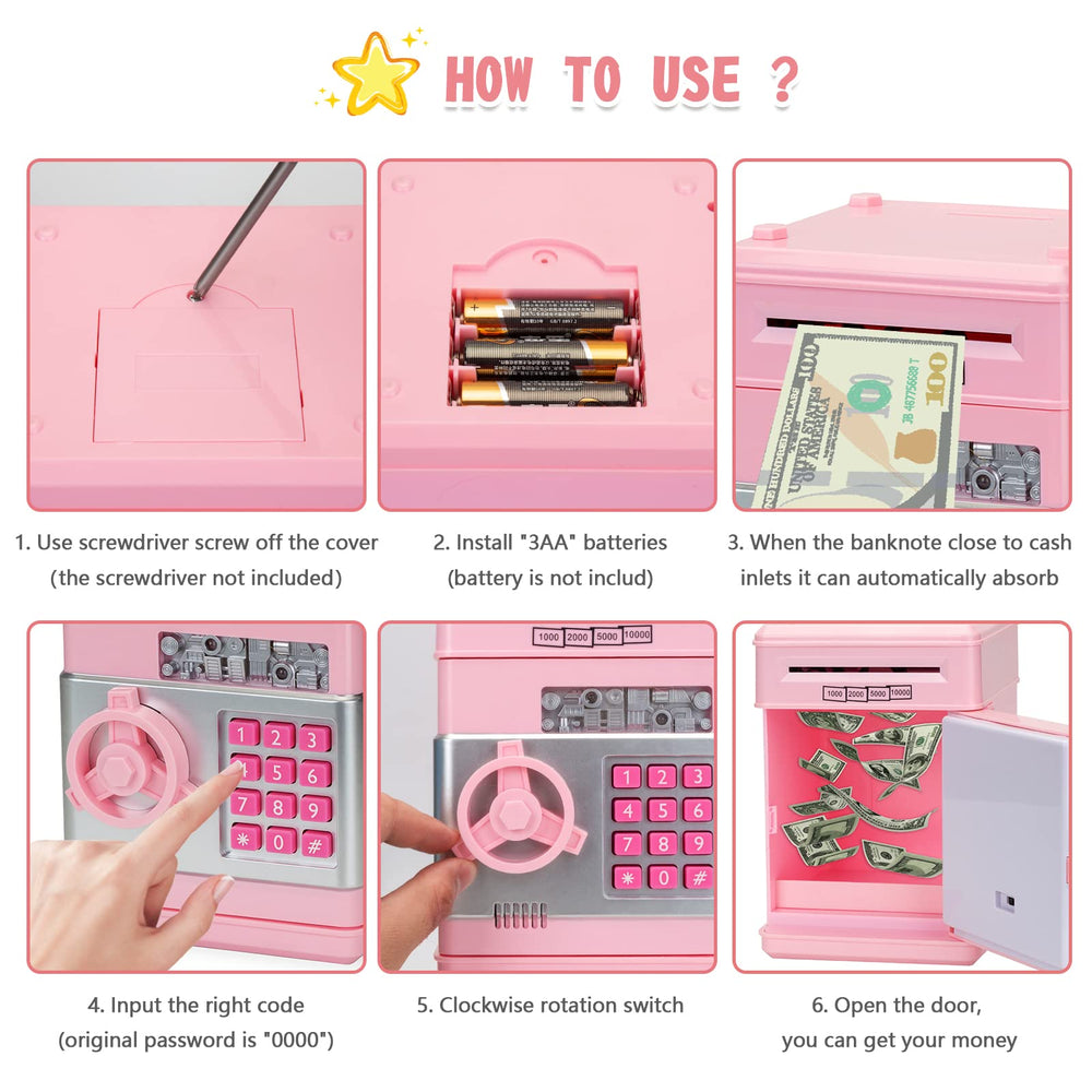 civan piggy bank pink kids learn saving discipline with interactive features