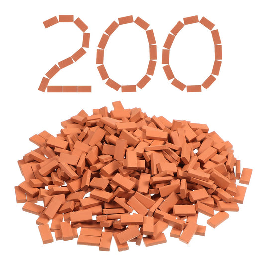 Civaner 200 Pcs Mini Bricks pack for durable dollhouse walls in vivid red.