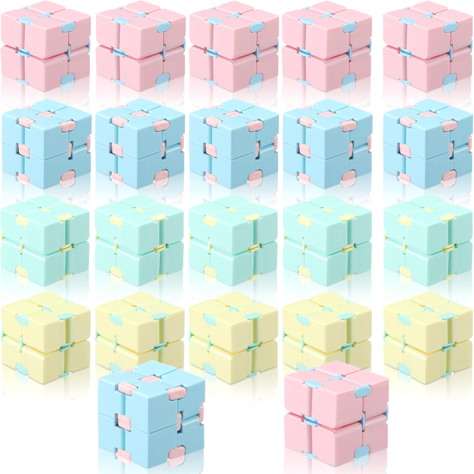 Civaner 22-pieces multicolor infinity cubes for tactile stress relief and portable play.