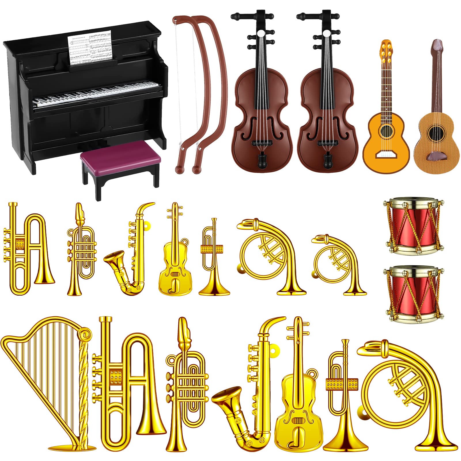 Civaner 24 Pcs dollhouse piano mini instrument enhances display and storytelling