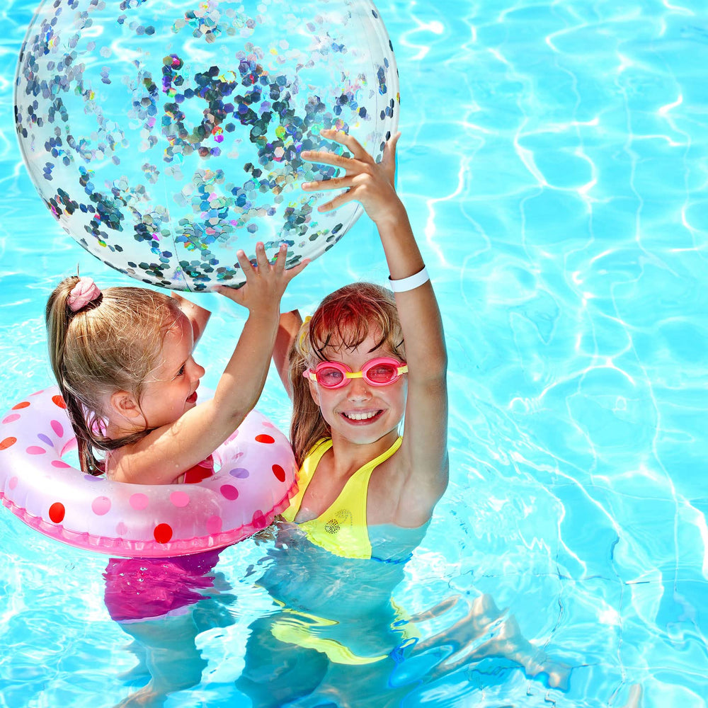 Civaner baby shower or birthday pool fun ball adds bright whimsy.