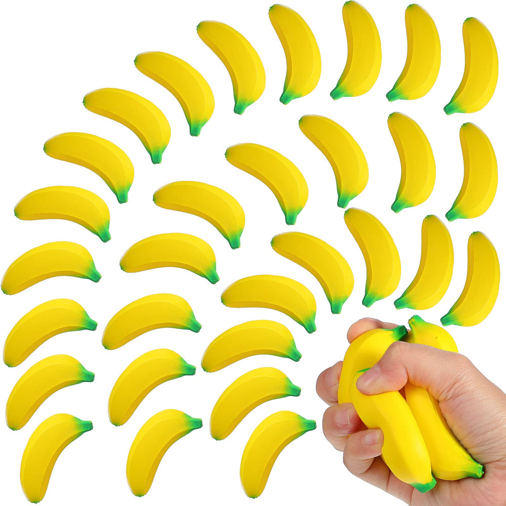 Civaner banana stress toy set closeup; bright yellow fidgets for quick relief
