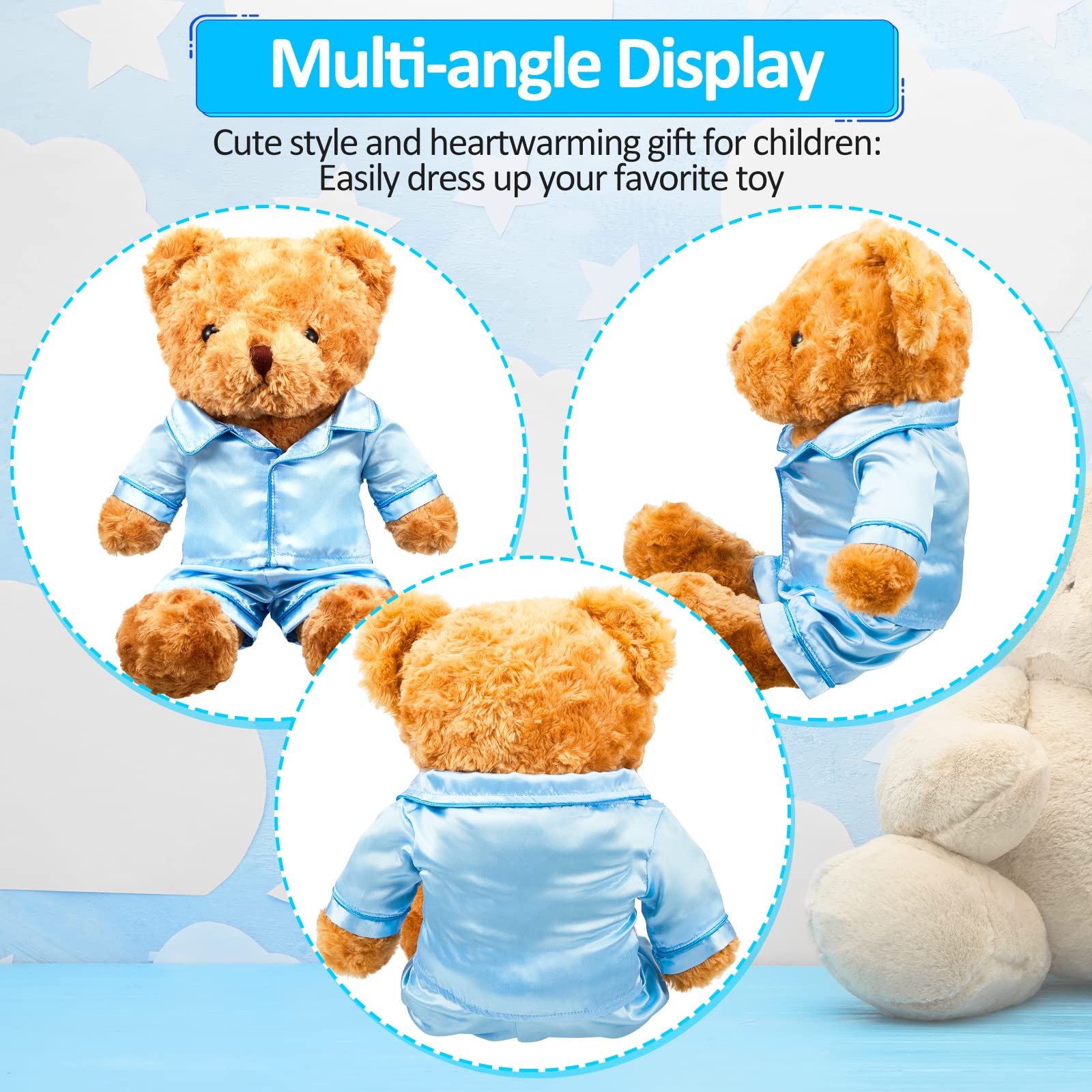 Civaner bear clothes blue set shown on plush bear for cozy styling