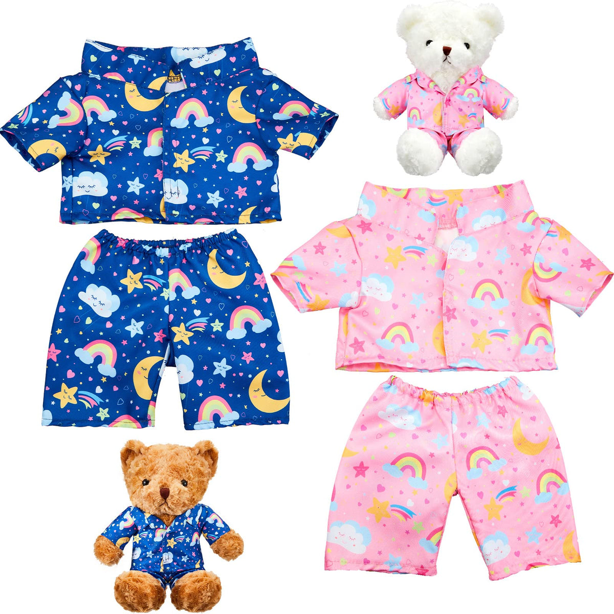 Civaner bear blue pajama set on plush toy for snug bedtime role-play