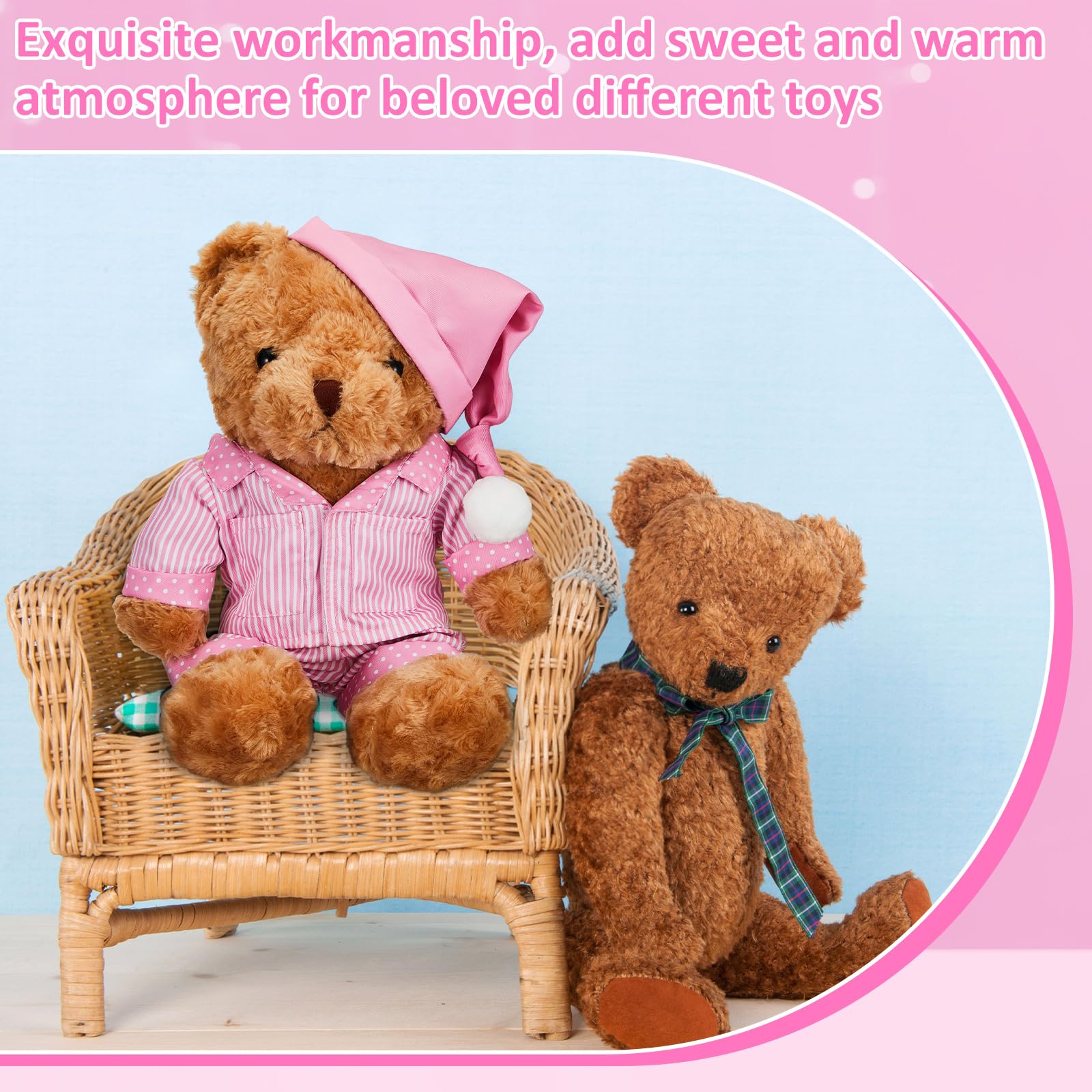 Civaner bear pajamas set pink on display, a complete outfit for a plush toy